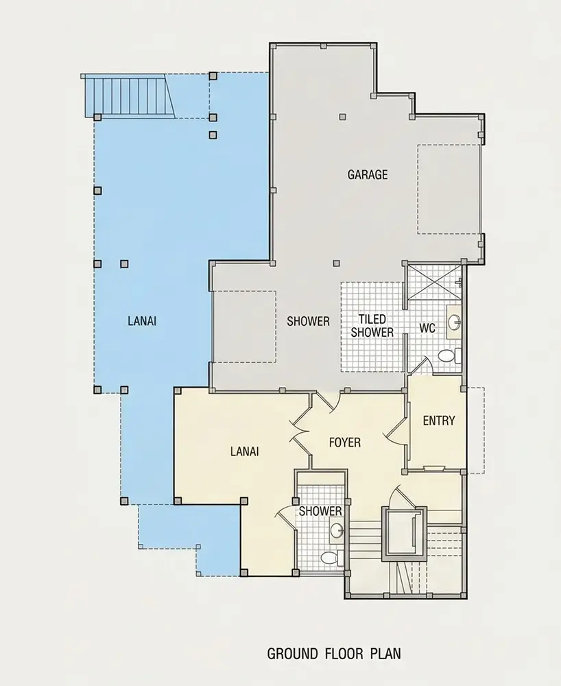 Pagrabs 11 – Trīsstāvu mājas projekts 213 m²: 4 Guļamistabas, Darba istaba, 6 Vannasistabas, Atvērta virtuve, Garāža — 89404R