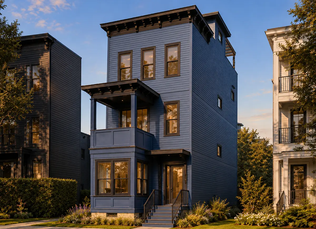 Galvenie attēli 3 – Trīsstāvu mājas projekts 158 m²: 3 Guļamistabas, 3 Vannasistabas, Atvērta virtuve, bez Garāžas — 46831R