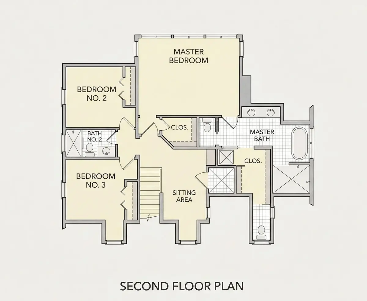 2. stāvs 26 – Trīsstāvu mājas projekts 281 m²: 3 Guļamistabas, 4 Vannasistabas, Atvērta virtuve, Garāža — 89558R