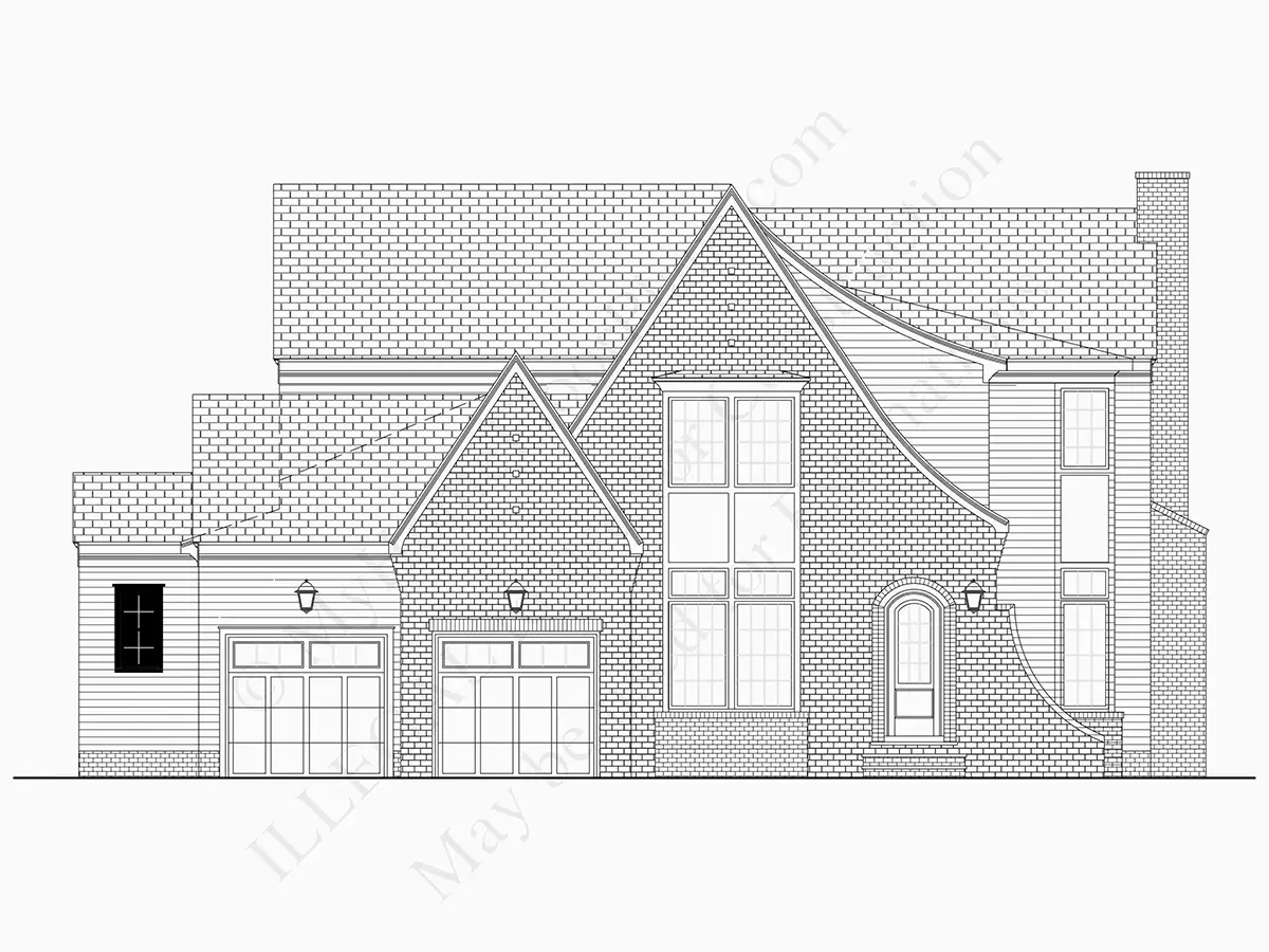 Fasādes 9 – Divstāvu mājas projekts 334 m²: 4 Guļamistabas, Darba istaba, 5 Vannasistabas, Atvērta virtuve, Garāža — 74831R