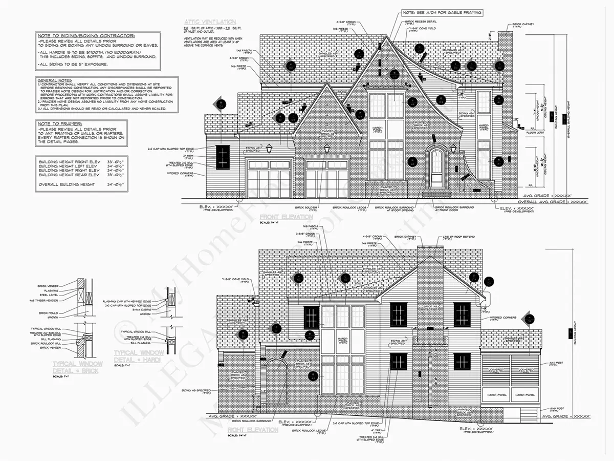 Fasādes 10 – Divstāvu mājas projekts 334 m²: 4 Guļamistabas, Darba istaba, 5 Vannasistabas, Atvērta virtuve, Garāža — 74831R