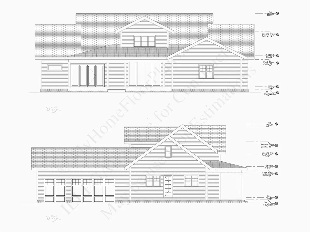Fasādes 20 – Mājas projekts ar mansardu 341 m²: 4 Guļamistabas, Darba istaba, 5 Vannasistabas, Atvērta virtuve, Garāža — 11321R