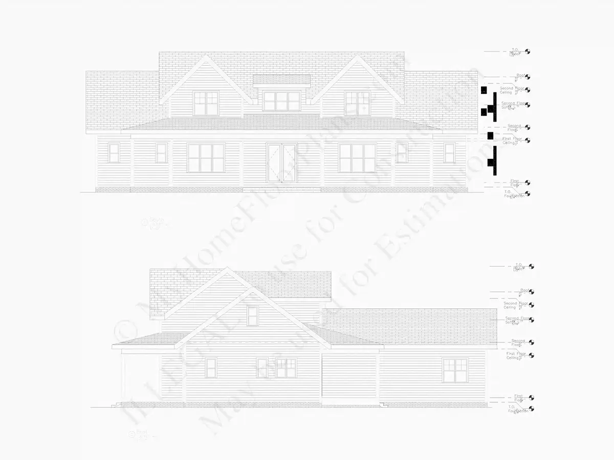 Fasādes 19 – Mājas projekts ar mansardu 341 m²: 4 Guļamistabas, Darba istaba, 5 Vannasistabas, Atvērta virtuve, Garāža — 11321R