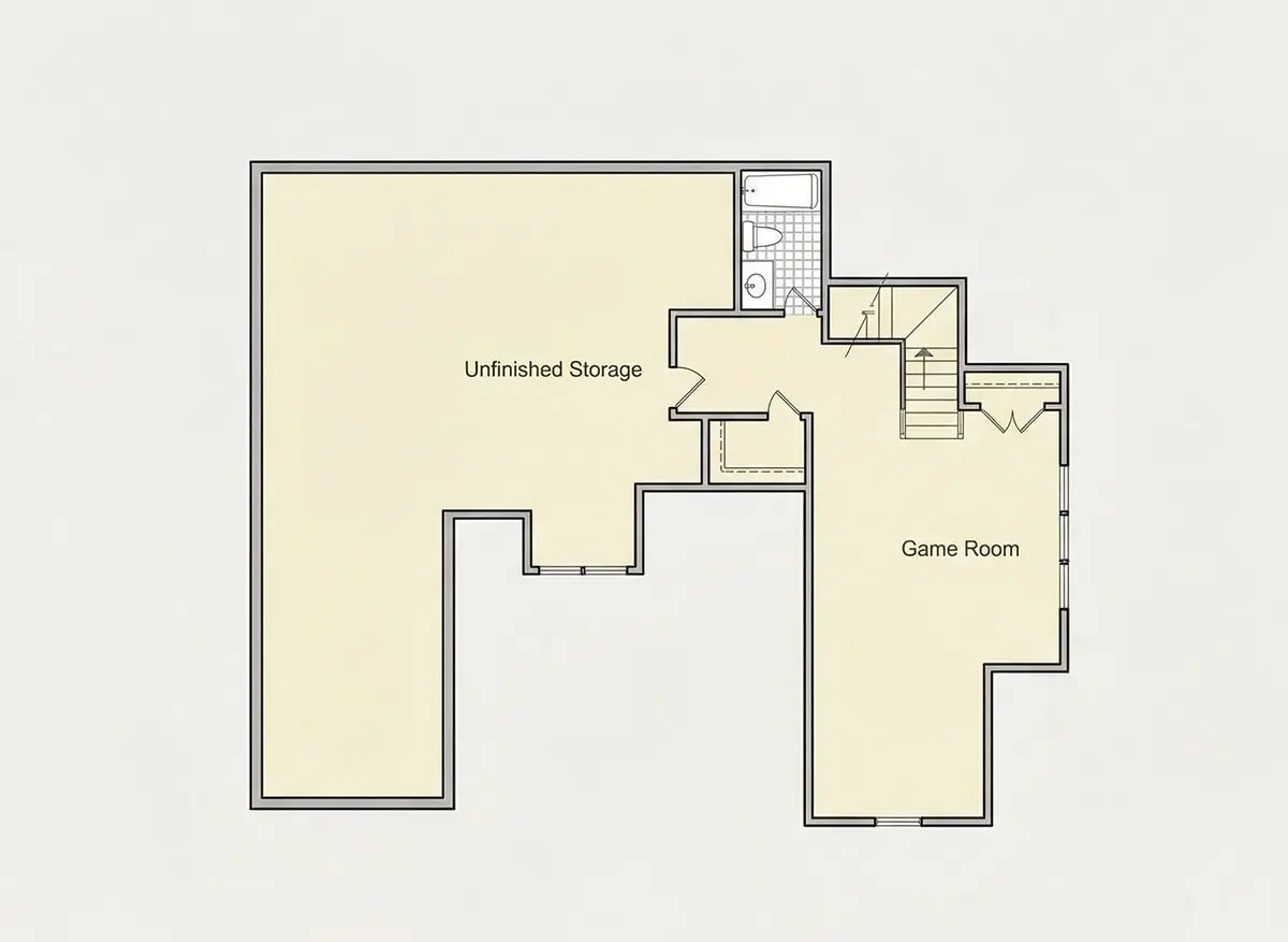 2. stāvs 28 – Mājas projekts ar mansardu 263 m²: 3 Guļamistabas, 3 Vannasistabas, Atvērta virtuve, Garāža — 85125R
