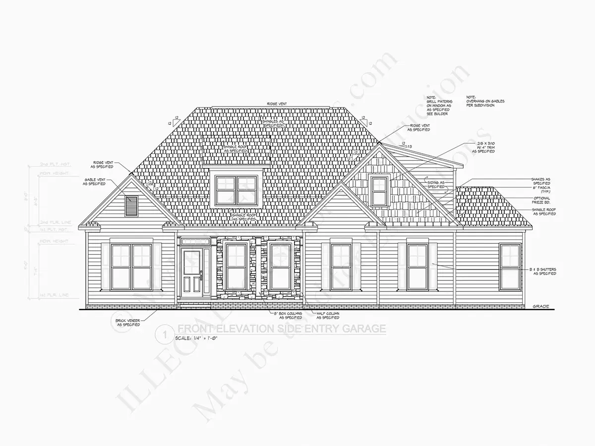 Fasādes 12 – Mājas projekts ar mansardu 263 m²: 3 Guļamistabas, 3 Vannasistabas, Atvērta virtuve, Garāža — 85125R