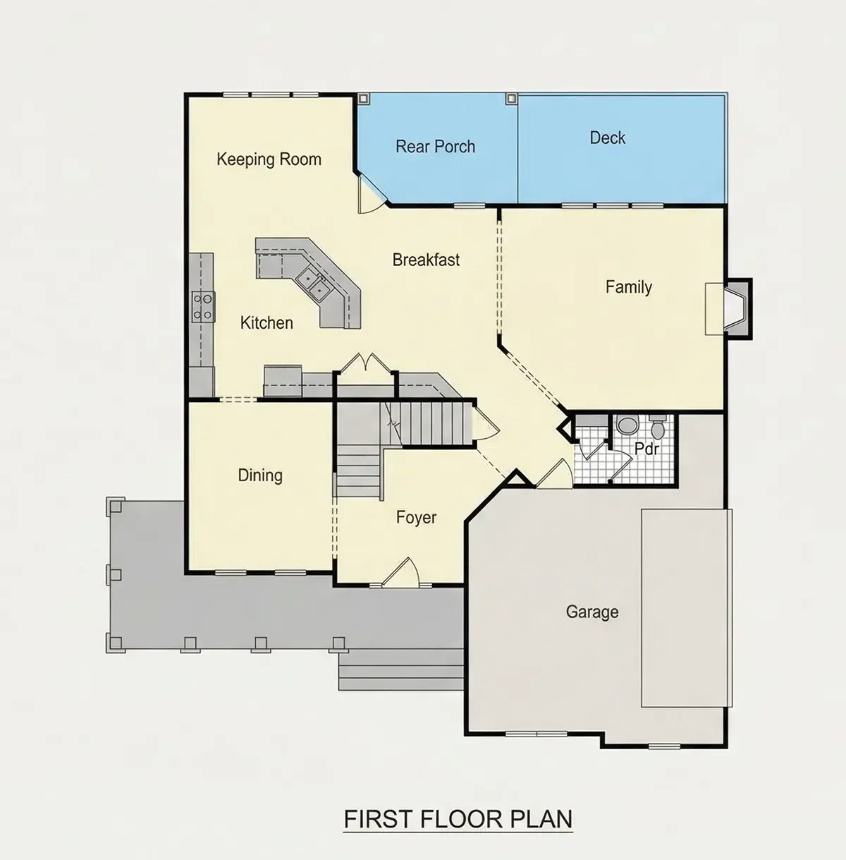 1. stāvs 25 – Divstāvu mājas projekts 247 m²: 3 Guļamistabas, 3 Vannasistabas, Atvērta virtuve, Garāža — 83552R
