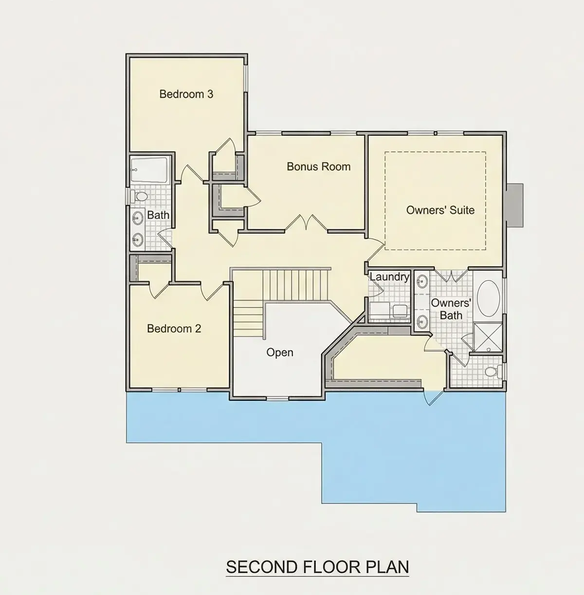 2. stāvs 26 – Divstāvu mājas projekts 247 m²: 3 Guļamistabas, 3 Vannasistabas, Atvērta virtuve, Garāža — 83552R