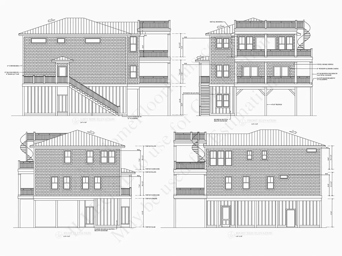 Fasādes 6 – Trīsstāvu mājas projekts 567 m²: 6 Guļamistabas, Darba istaba, 4 Vannasistabas, Atvērta virtuve, Garāža — 55440R