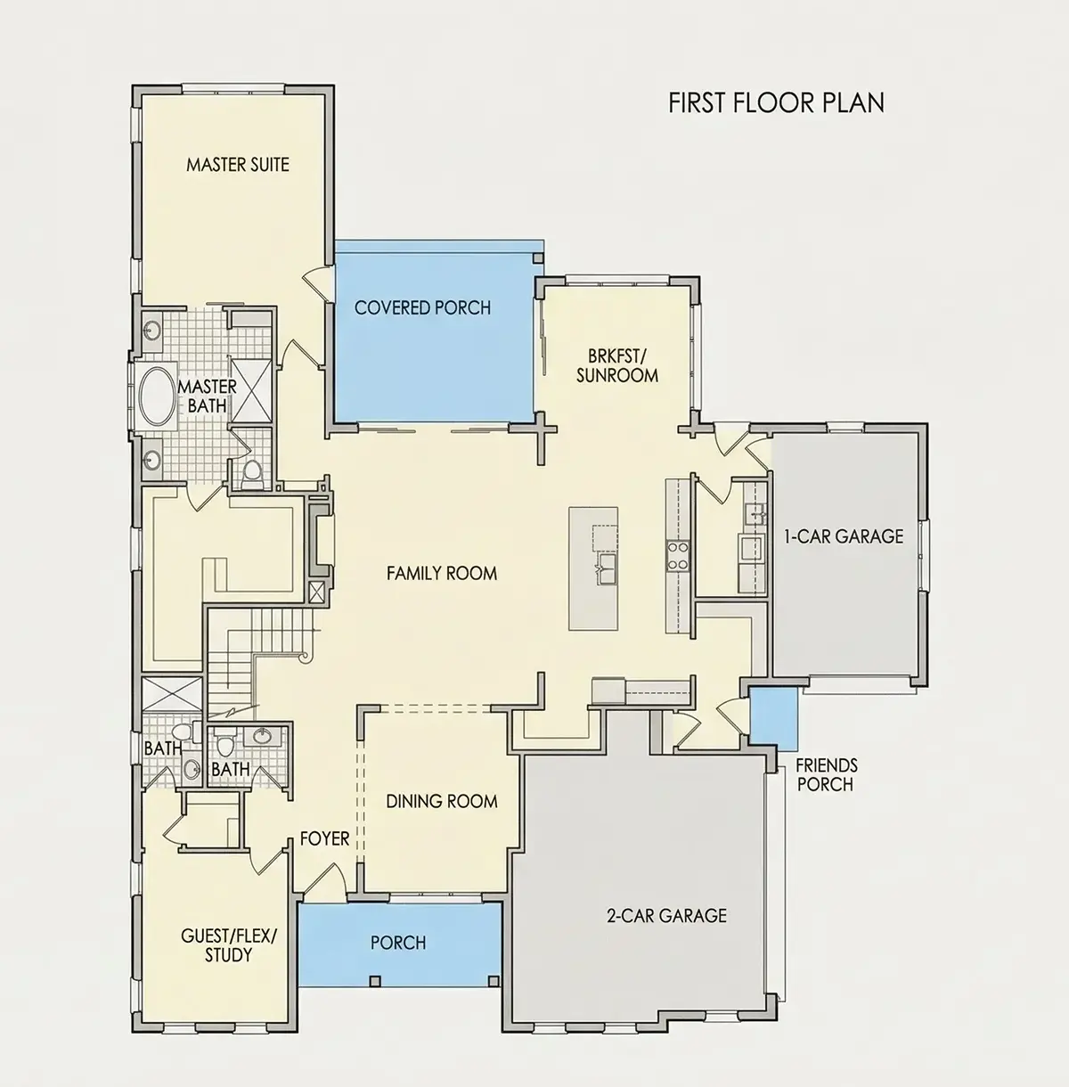1. stāvs 26 – Divstāvu mājas projekts 391 m²: 5 Guļamistabas, 6 Vannasistabas, Atvērta virtuve, Garāža — 11740R