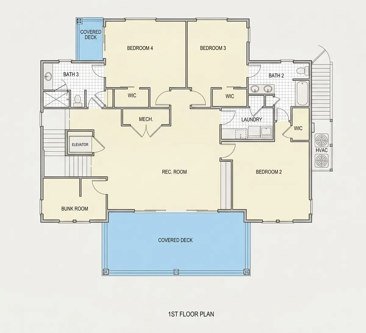 1. stāvs 10 – Trīsstāvu mājas projekts 322 m²: 5 Guļamistabas, 4 Vannasistabas, Atvērta virtuve, Garāža — 63179R