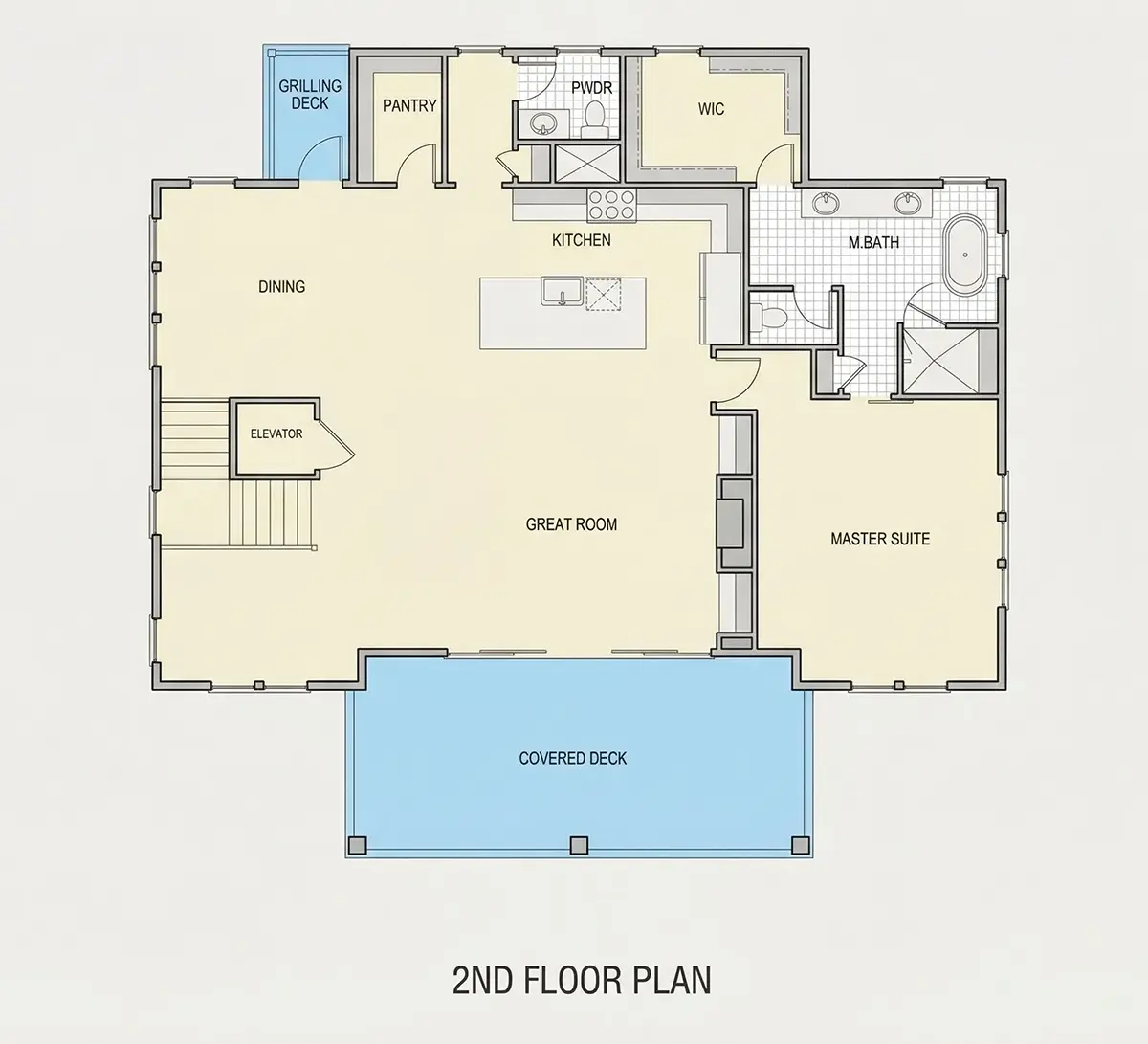 2. stāvs 11 – Trīsstāvu mājas projekts 322 m²: 5 Guļamistabas, 4 Vannasistabas, Atvērta virtuve, Garāža — 63179R