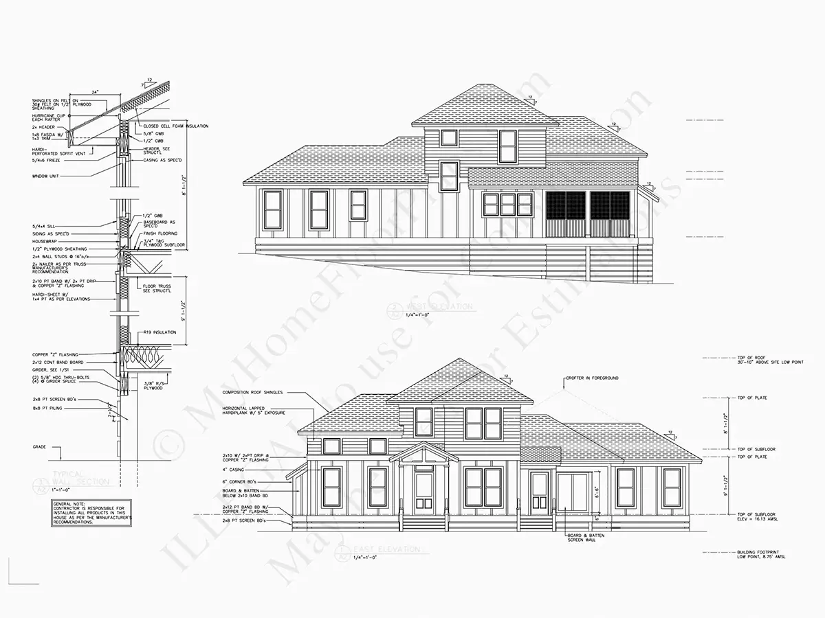 Fasādes 19 – Divstāvu mājas projekts 158 m²: 4 Guļamistabas, Darba istaba, 4 Vannasistabas, Atvērta virtuve, Garāža — 78159R