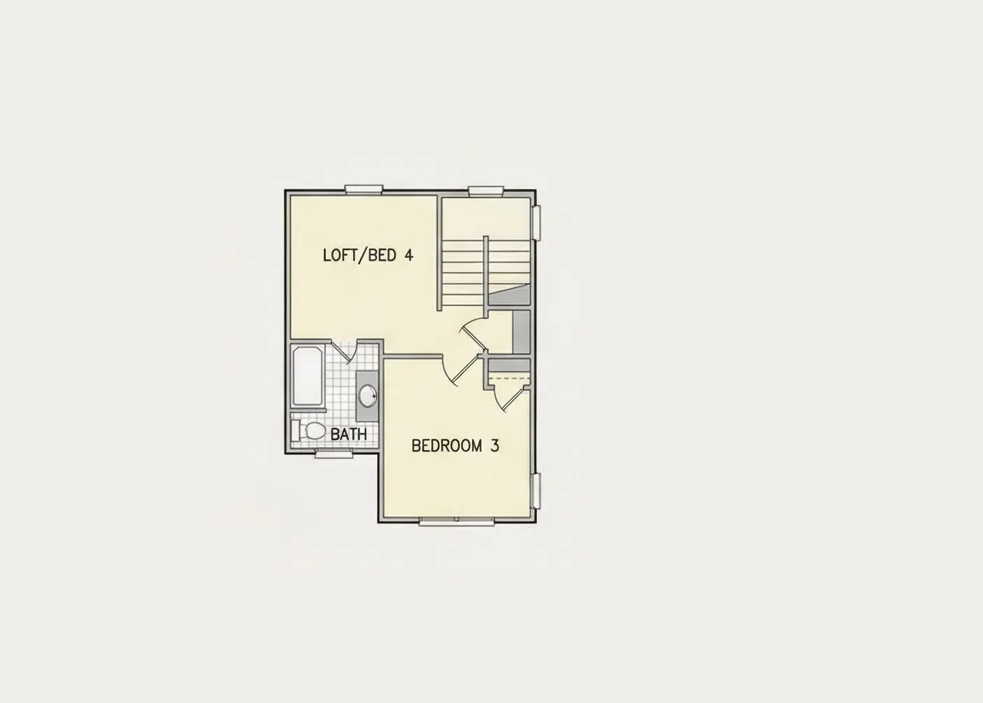 2. stāvs 23 – Divstāvu mājas projekts 158 m²: 4 Guļamistabas, Darba istaba, 4 Vannasistabas, Atvērta virtuve, Garāža — 78159R