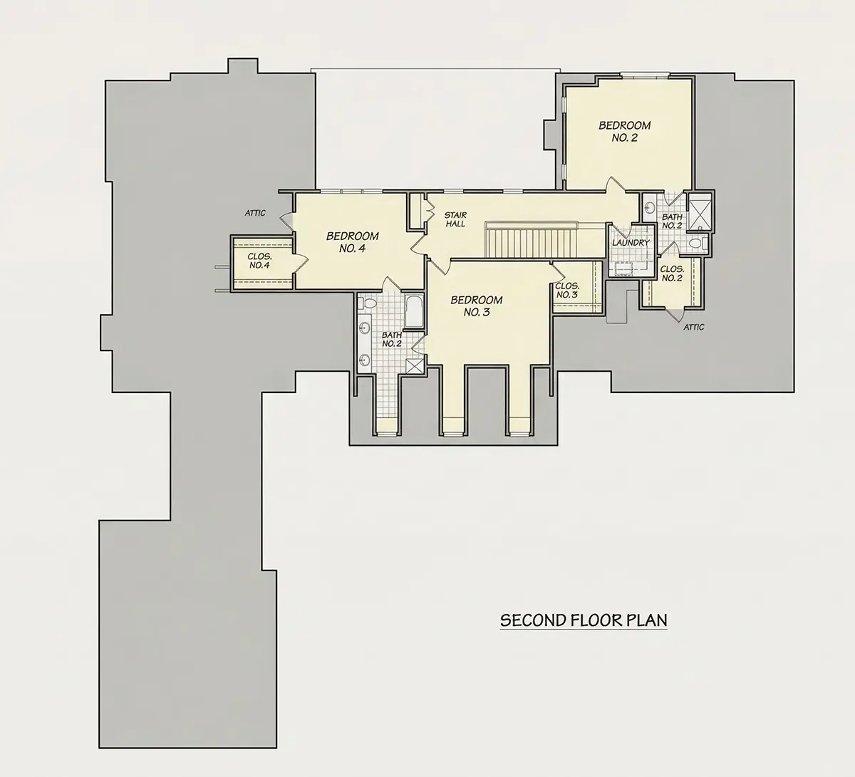 2. stāvs 11 – Mājas projekts ar mansardu + pagrabu 456 m²: 4 Guļamistabas, 6 Vannasistabas, Atvērta virtuve, Garāža — 81789R