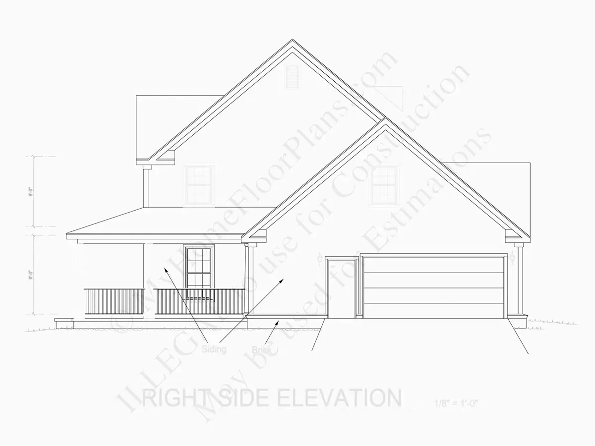 Fasādes 6 – Divstāvu mājas projekts 184 m²: 3 Guļamistabas, Darba istaba, 4 Vannasistabas, Atvērta virtuve, Garāža — 71974R