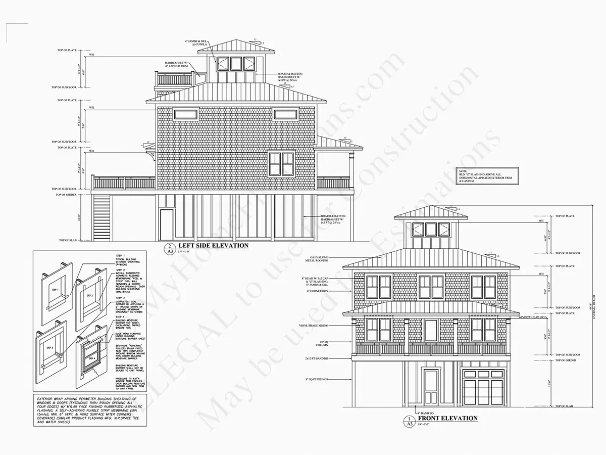 Fasādes 5 – Trīsstāvu mājas projekts 253 m²: 4 Guļamistabas, 4 Vannasistabas, Atvērta virtuve, bez Garāžas — 32819R