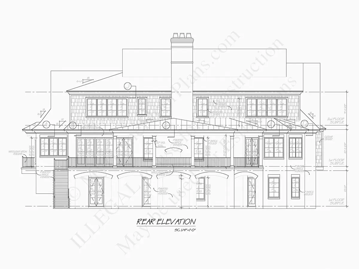 Fasādes 7 – Mājas projekts ar mansardu + pagrabu 422 m²: 3 Guļamistabas, Darba istaba, 5 Vannasistabas, Atvērta virtuve, Garāža — 77707R