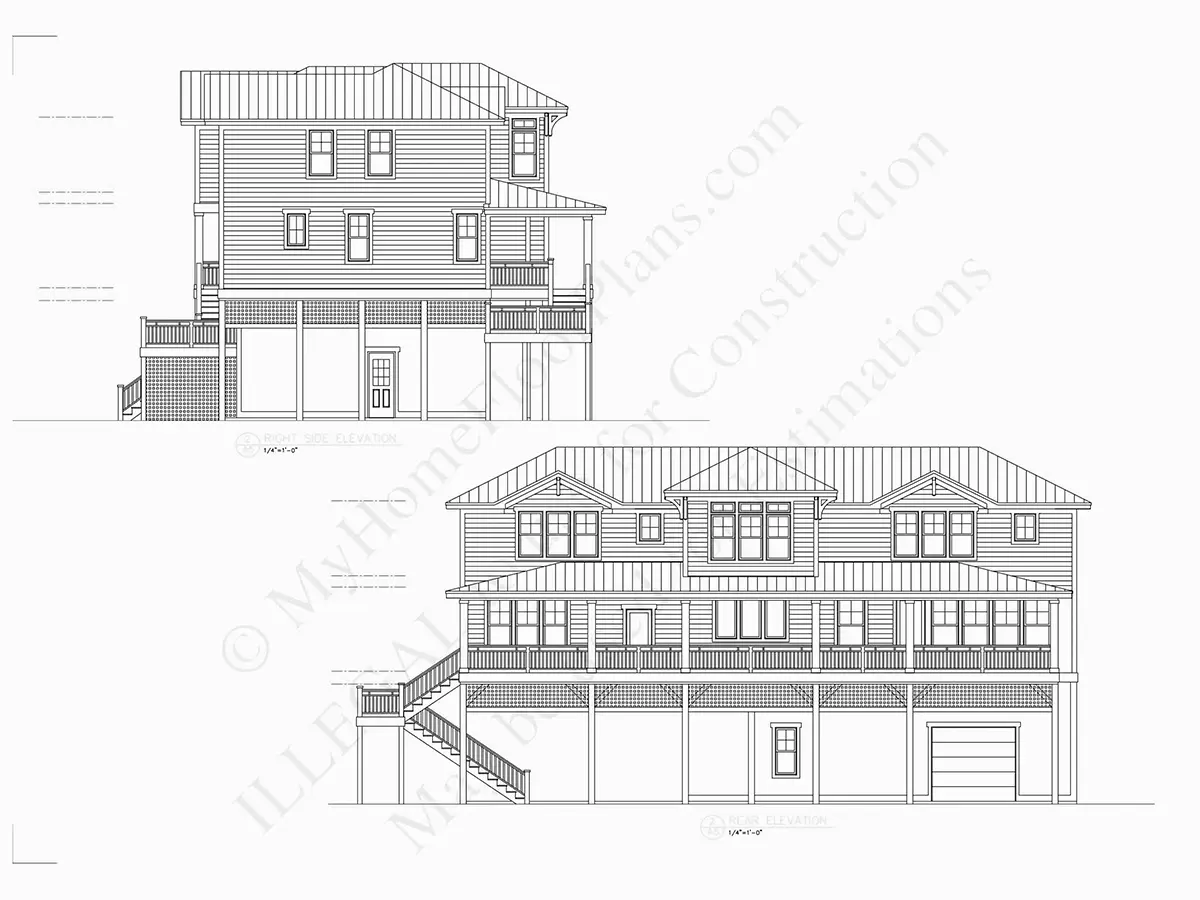 Fasādes 7 – Trīsstāvu mājas projekts 341 m², 5 Guļamistabas — 96890R