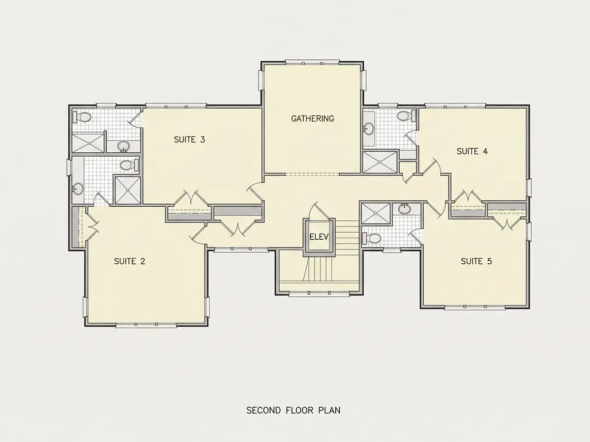 2. stāvs 10 – Trīsstāvu mājas projekts 341 m², 5 Guļamistabas — 96890R