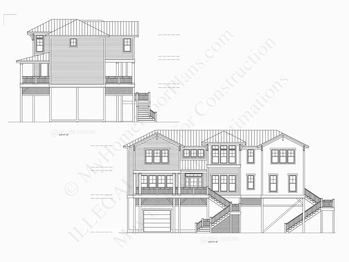 Fasādes 6 – Trīsstāvu mājas projekts 341 m², 5 Guļamistabas — 96890R