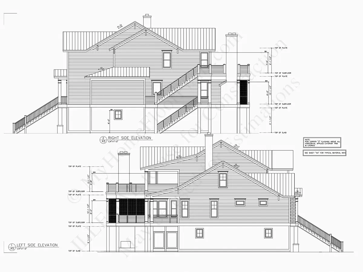 Fasādes 6 – Trīsstāvu mājas projekts 392 m², 4 Guļamistabas — 81508R