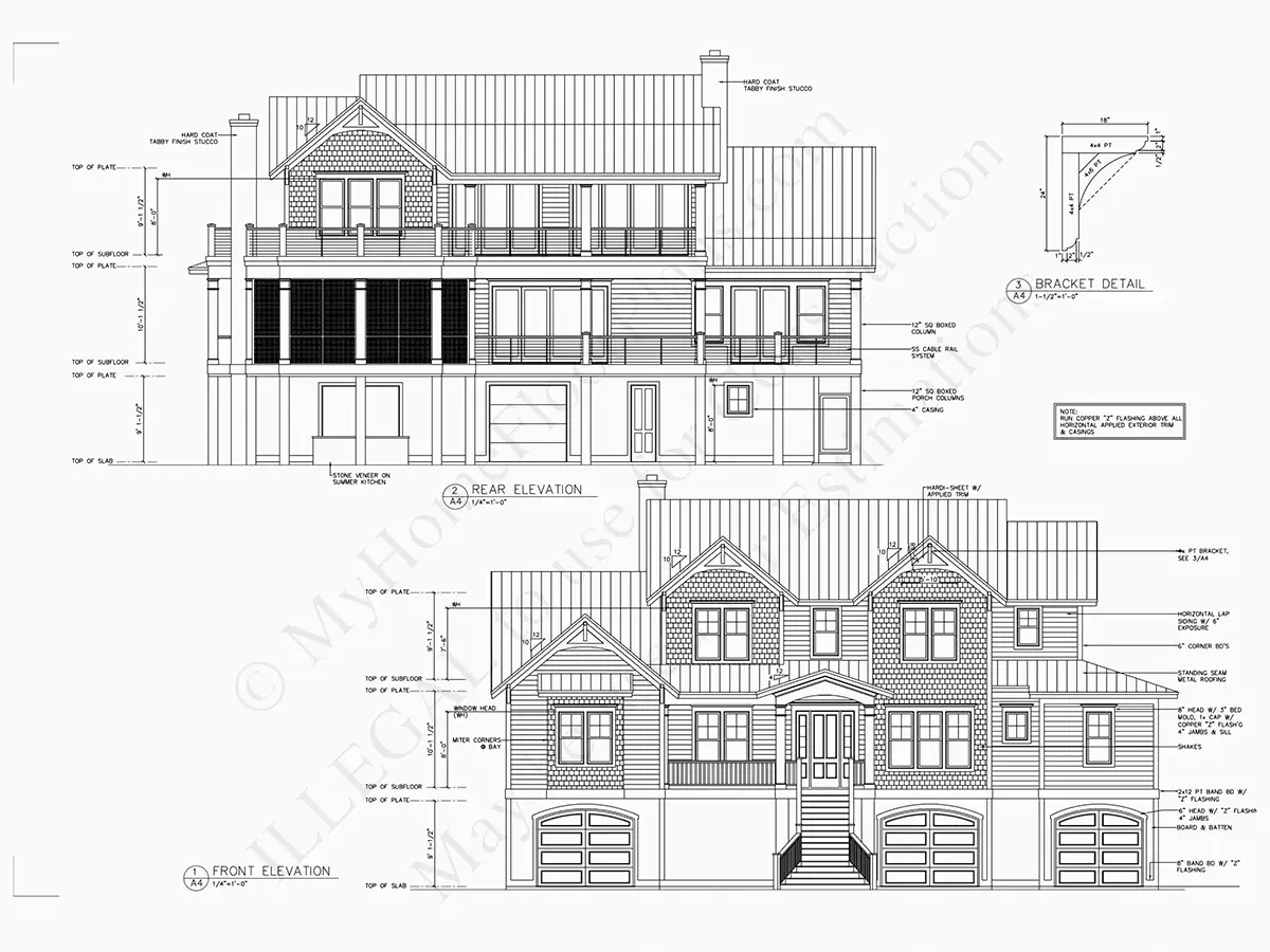 Fasādes 7 – Trīsstāvu mājas projekts 392 m², 4 Guļamistabas — 81508R