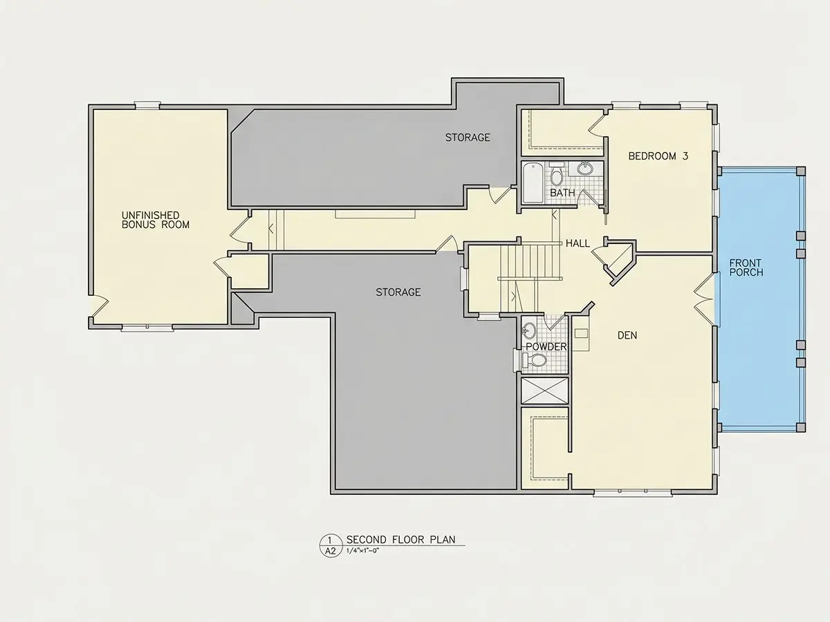 2. stāvs 12 – Divstāvu mājas projekts 396 m², 3 Guļamistabas — 68310R