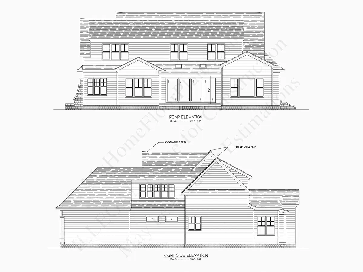 Fasādes 20 – Mājas projekts ar mansardu 398 m², 4 Guļamistabas — 43606R
