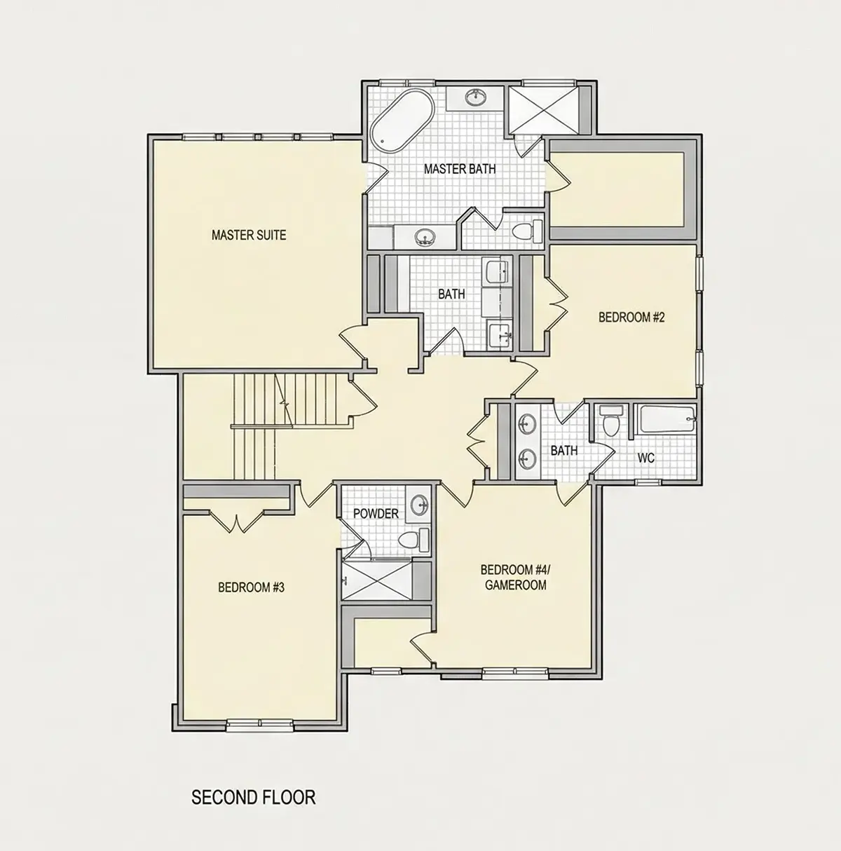 2. stāvs 22 – Divstāvu mājas projekts 409 m², 5 Guļamistabas — 30387R