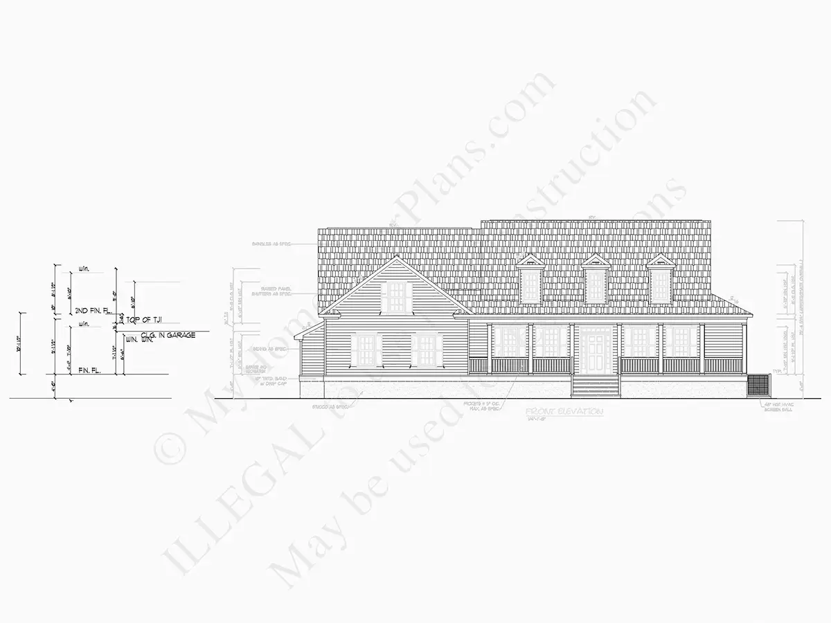 Fasādes 7 – Mājas projekts ar mansardu 283 m², 2 Guļamistabas — 79515R