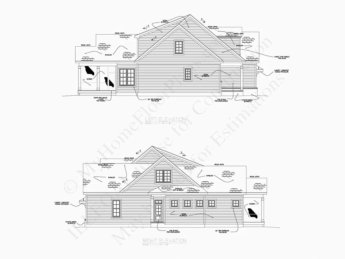 Fasādes 9 – Mājas projekts ar mansardu 329 m², 4 Guļamistabas — 45616R