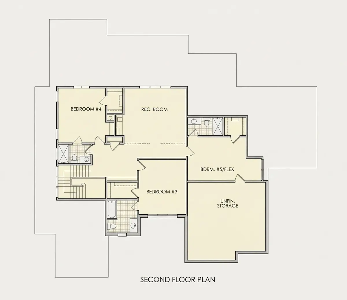 2. stāvs 13 – Divstāvu mājas projekts 375 m², 4 Guļamistabas — 32038R