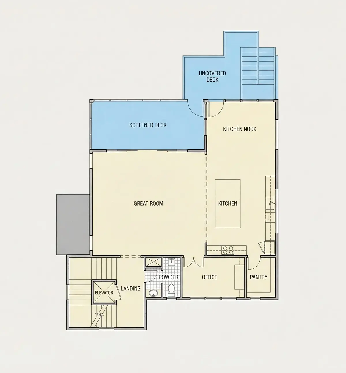 1. stāvs 25 – Trīsstāvu mājas projekts 351 m², 5 Guļamistabas — 70598R
