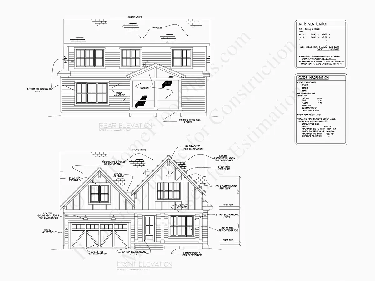 Fasādes 5 – Divstāvu mājas projekts 223 m², 4 Guļamistabas — 46774R