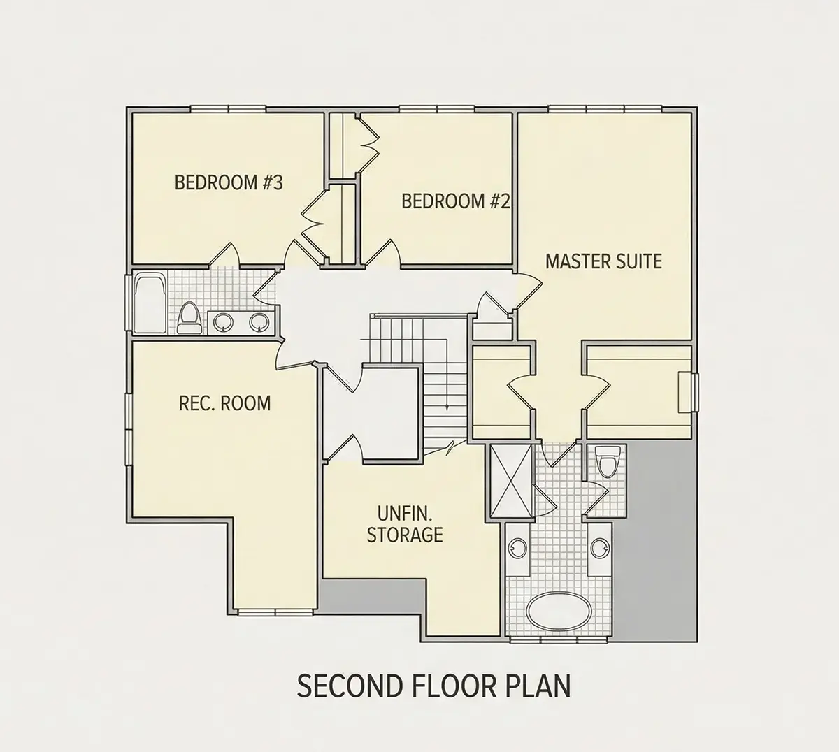 2. stāvs 9 – Divstāvu mājas projekts 223 m², 4 Guļamistabas — 46774R