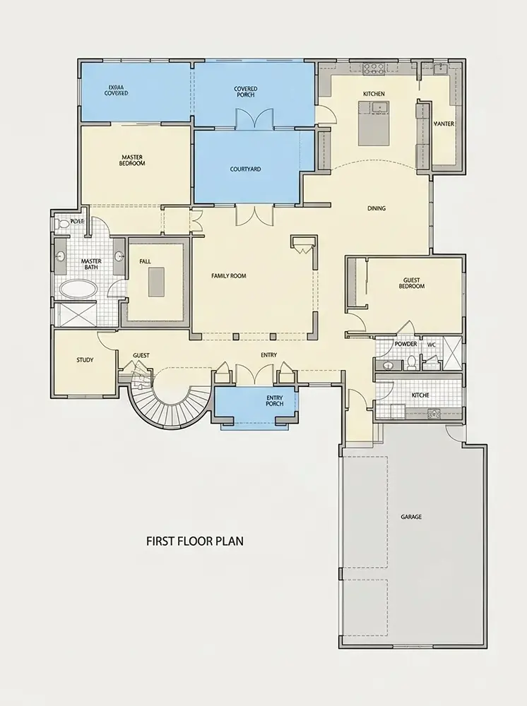 1. stāvs 12 – Divstāvu mājas projekts 448 m², 5 Guļamistabas — 64737R