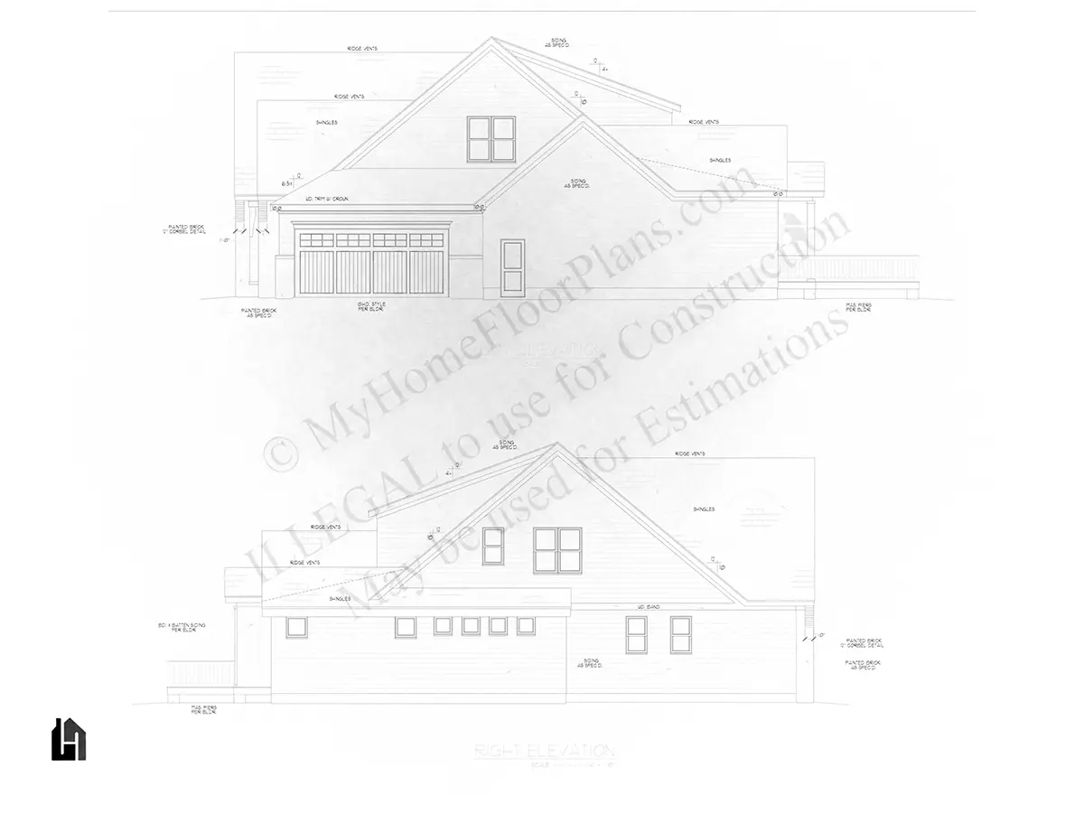 Fasādes 12 – Divstāvu mājas projekts 343 m², 4 Guļamistabas — 63741R