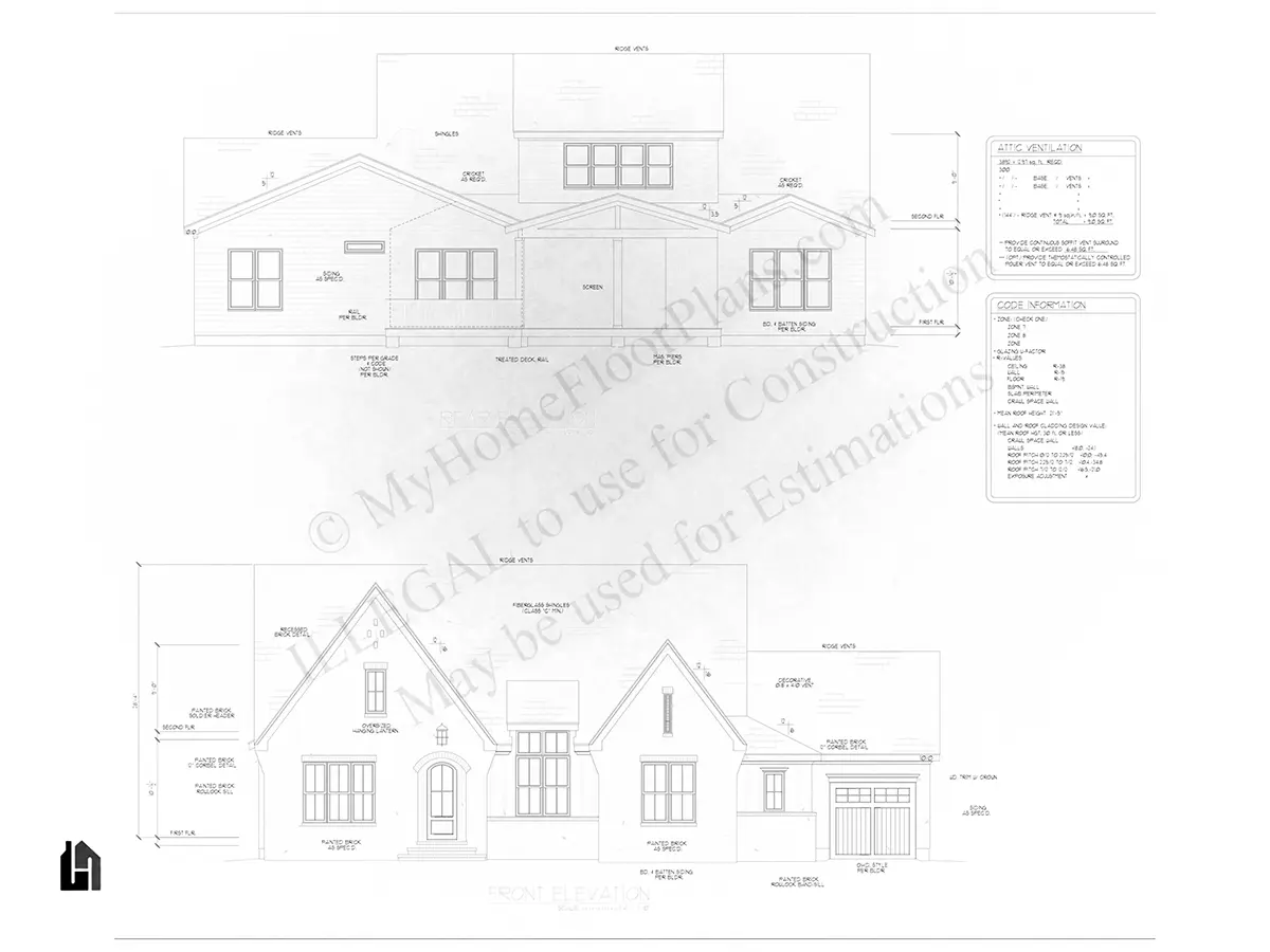 Fasādes 11 – Divstāvu mājas projekts 343 m², 4 Guļamistabas — 63741R