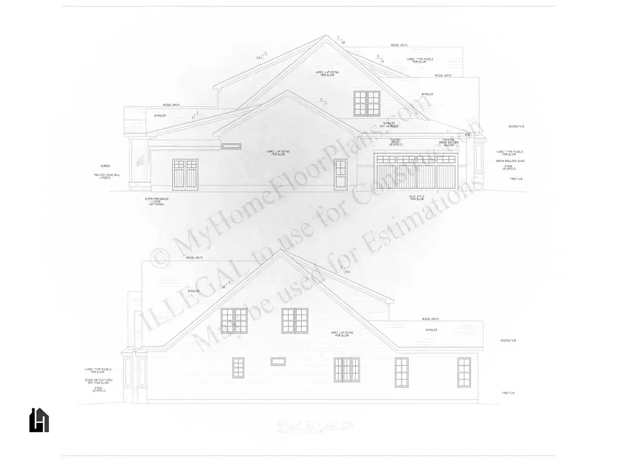 Fasādes 10 – Mājas projekts ar mansardu 429 m², 6 Guļamistabas — 85530R