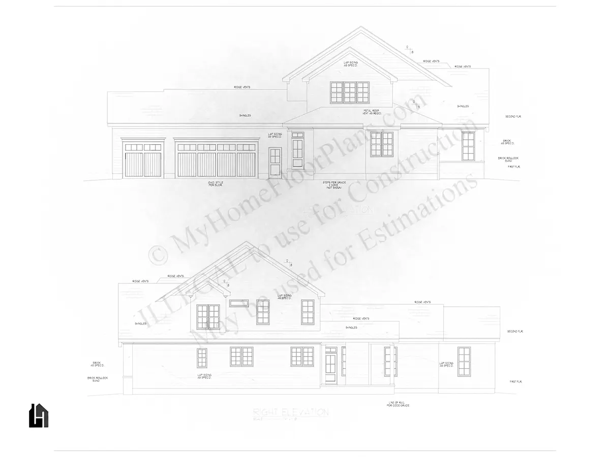 Fasādes 23 – Divstāvu mājas projekts 351 m², 4 Guļamistabas — 93928R