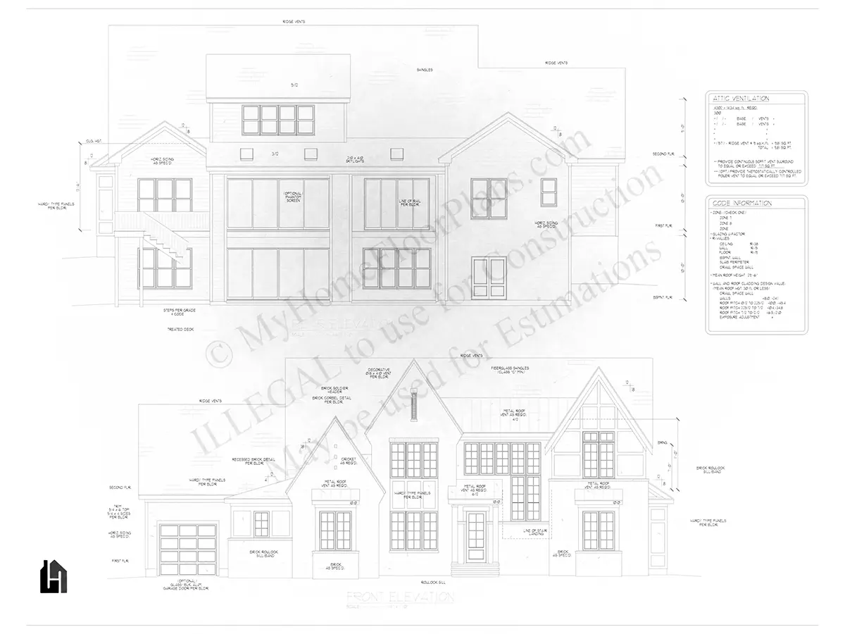 Fasādes 21 – Divstāvu mājas projekts 553 m², 4 Guļamistabas — 34919R