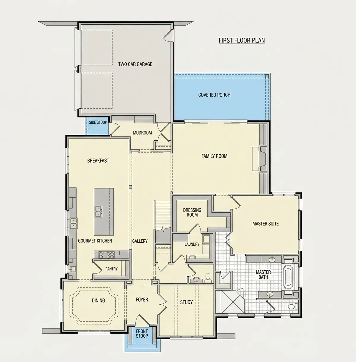 1. stāvs 25 – Divstāvu mājas projekts 433 m², 4 Guļamistabas — 51188R