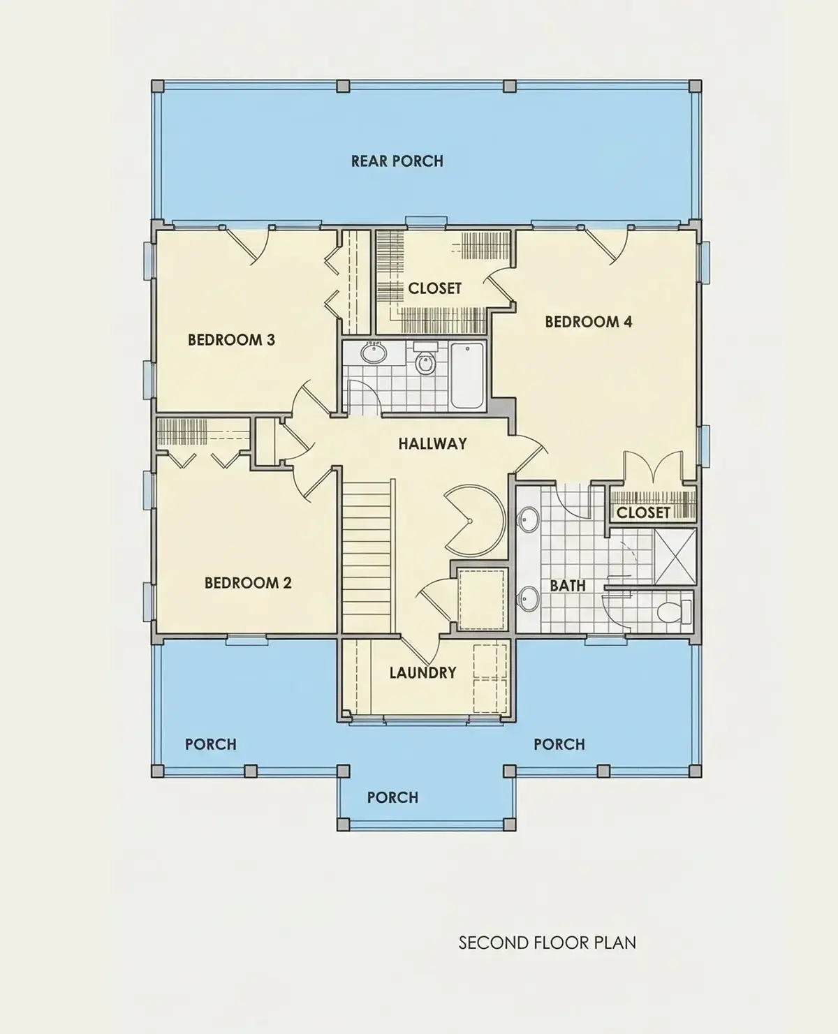 2. stāvs 9 – Trīsstāvu mājas projekts 249 m², 4 Guļamistabas — 53827R