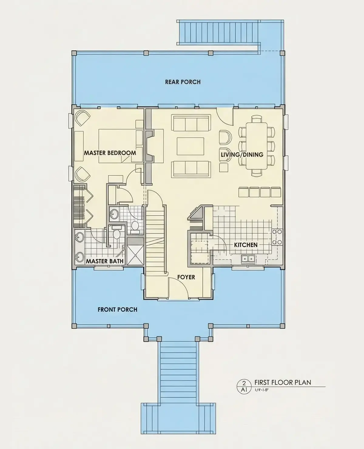 1. stāvs 8 – Trīsstāvu mājas projekts 249 m², 4 Guļamistabas — 53827R