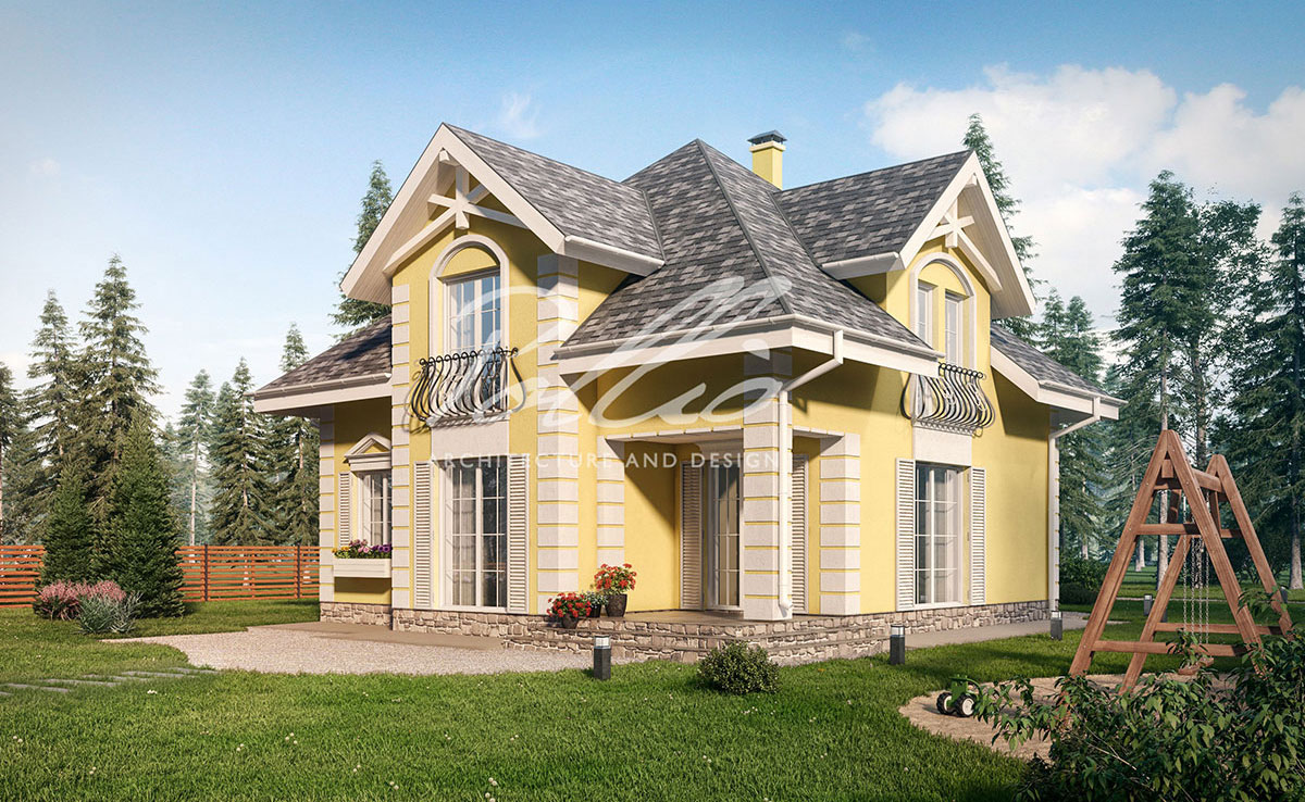 Mājas projekts ar mansardu 170 m²: 4 Guļamistabas, 4 Vannasistabas, Atvērta virtuve, bez Garāžas