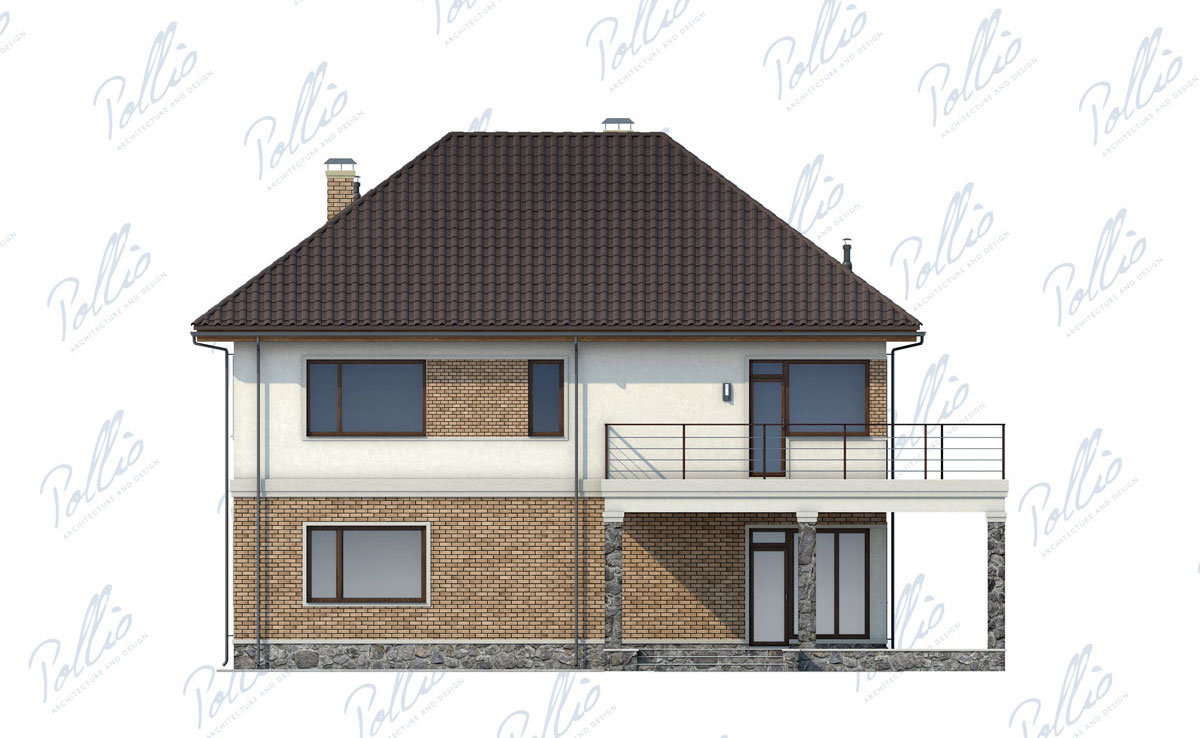 Divstāvu mājas projekts 245 m²: 3 Guļamistabas, Darba istaba, 3 Vannasistabas, Atvērta virtuve, Garāža