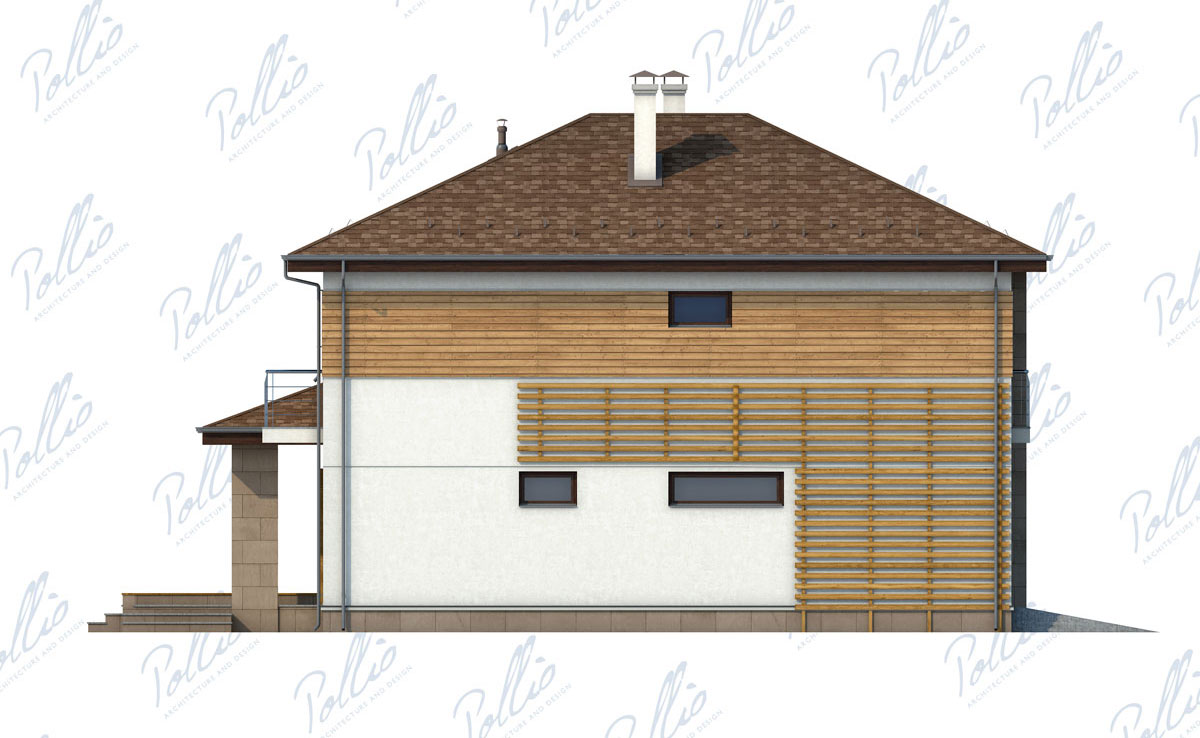 Divstāvu mājas projekts 234 m²: 3 Guļamistabas, Darba istaba, 3 Vannasistabas, Atvērta virtuve, Garāža