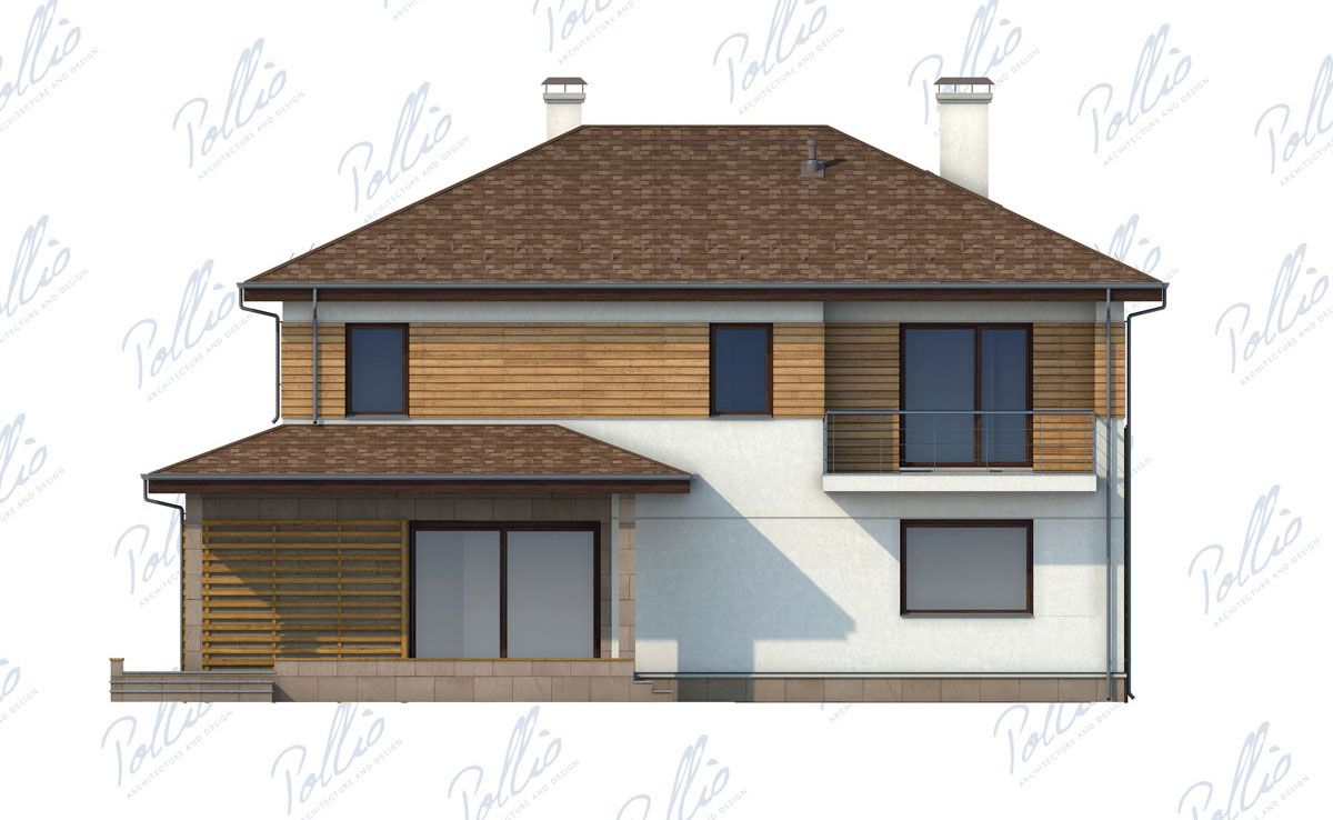 Divstāvu mājas projekts 234 m²: 3 Guļamistabas, Darba istaba, 3 Vannasistabas, Atvērta virtuve, Garāža