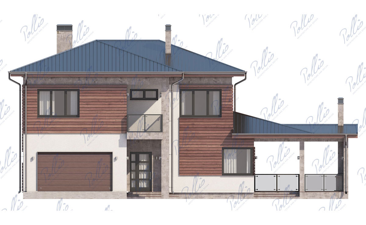 Divstāvu mājas projekts 236 m²: 4 Guļamistabas, Darba istaba, 3 Vannasistabas, Atvērta virtuve, Garāža