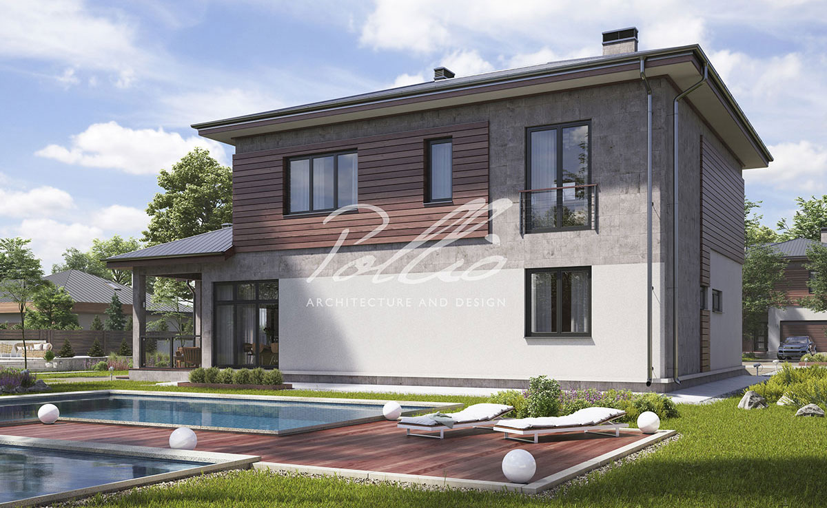Divstāvu mājas projekts 236 m²: 4 Guļamistabas, Darba istaba, 3 Vannasistabas, Atvērta virtuve, Garāža